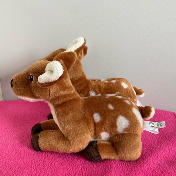 Adorable Twin Fawn Plush Animals by Eco Nation 9” - Picture 5 of 7